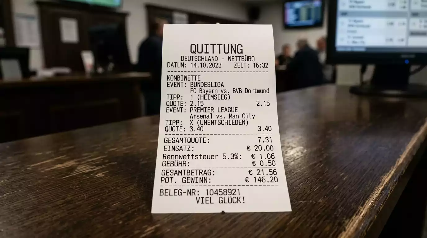 Wettquittung mit Steuerausweis — Symbolbild für die Rennwettsteuer in Deutschland